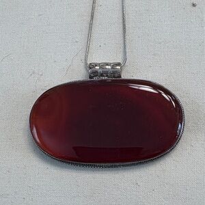 Oval Red Pendant Necklace